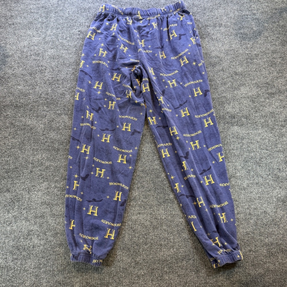 Harry Potter Hogwarts Pajama Pants Blue Yellow Logo Lounge Bottoms Small - Picture 9 of 12